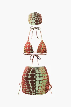 MICAS Swimwear-Polka Dot Bikini With Headscarf And Sarong Set ORANGE