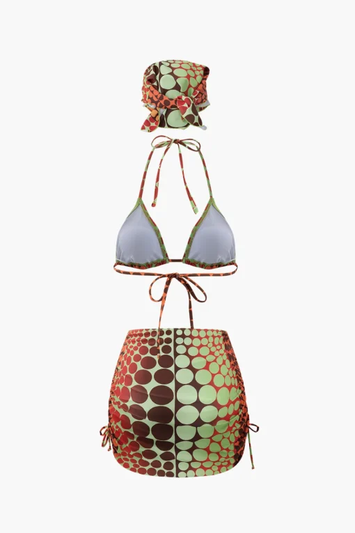 MICAS Swimwear-Polka Dot Bikini With Headscarf And Sarong Set ORANGE