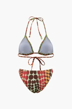MICAS Swimwear-Polka Dot Bikini With Headscarf And Sarong Set ORANGE