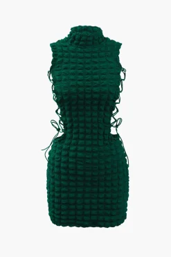 MICAS Mini Dresses-Popcorn Textured Tie Side Mini Dress JADE