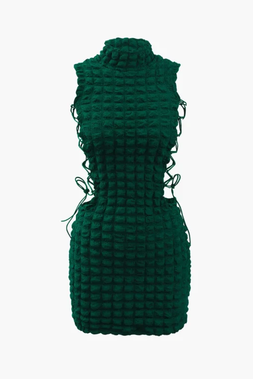 MICAS Mini Dresses-Popcorn Textured Tie Side Mini Dress JADE