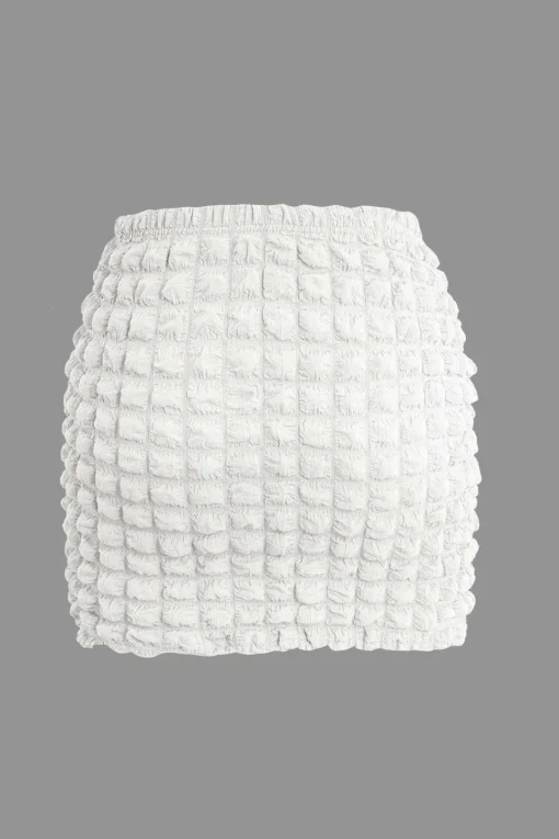 MICAS Skirt Sets|Vacation Sets-Popcorn Textured Tube Top And Mini Skirt Set