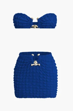 MICAS Skirt Sets|Vacation Sets-Popcorn Textured Tube Top And Mini Skirt Set