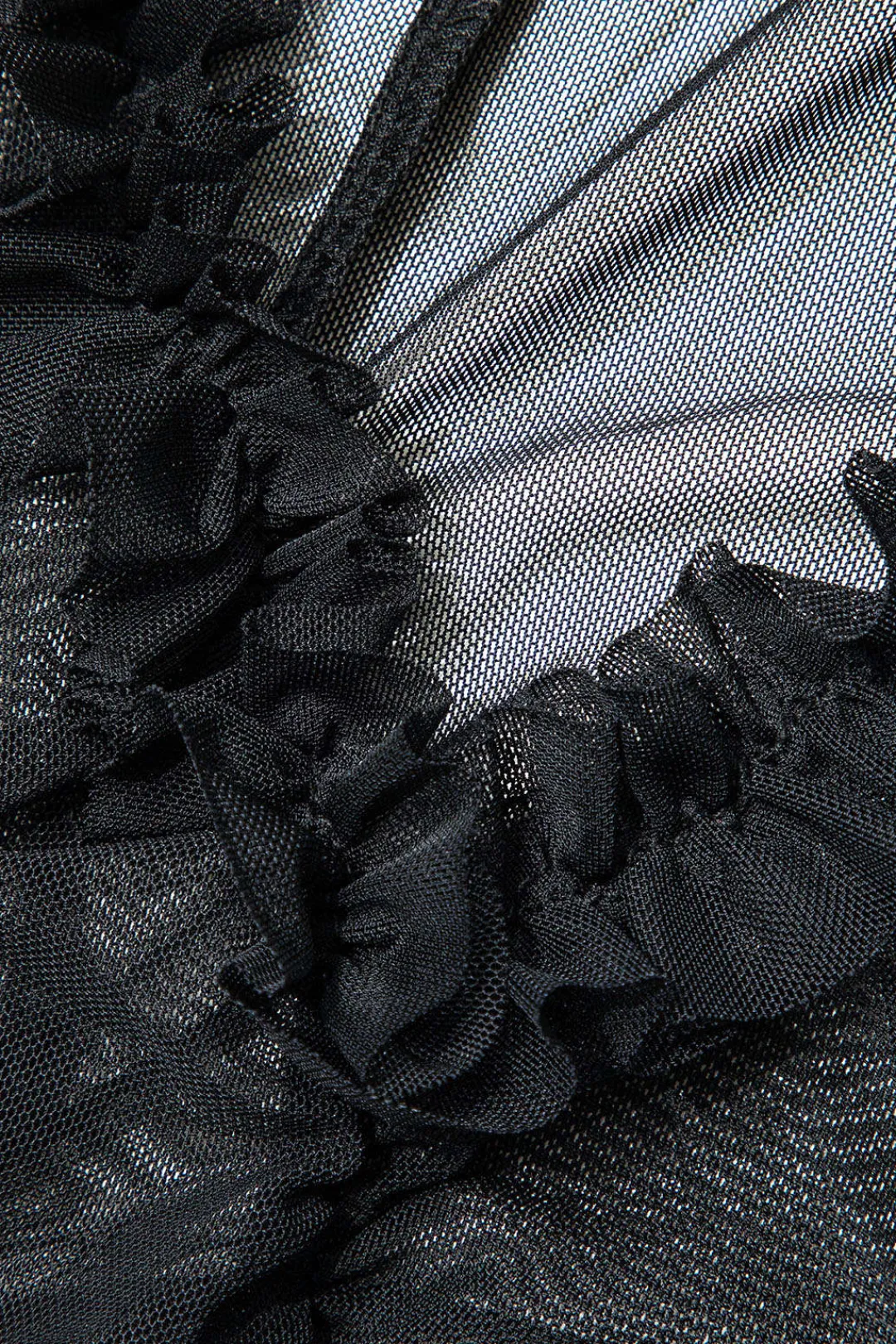 MICAS Maxi Dresses-Printed Ruffle Cut Out Mesh Slit Slip Maxi Dress