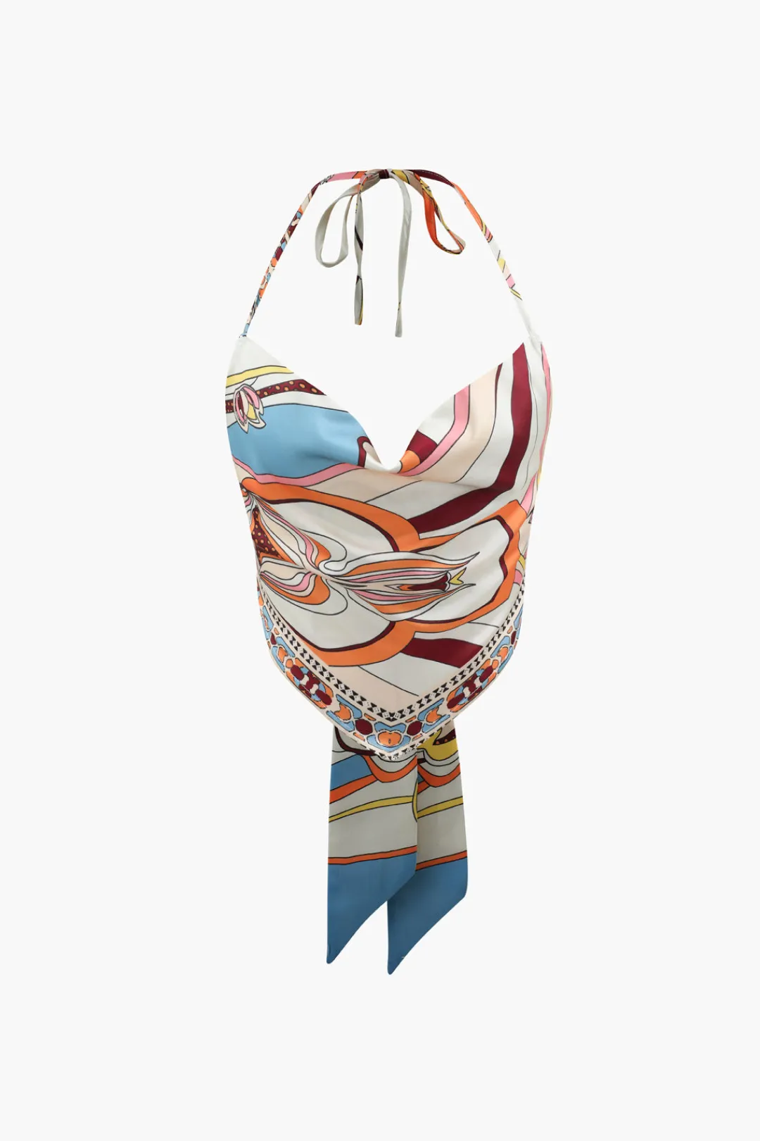 MICAS Pant Sets-Printed Satin Halter Tie Cami And Wide Leg Pants Set MULTICOLOR