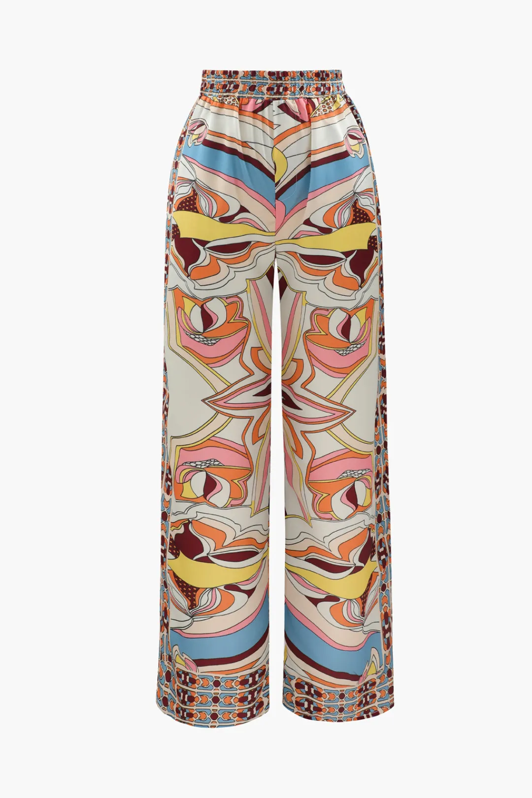 MICAS Pant Sets-Printed Satin Halter Tie Cami And Wide Leg Pants Set MULTICOLOR