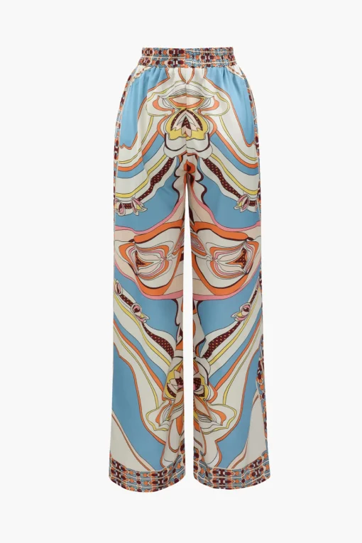 MICAS Pant Sets-Printed Satin Halter Tie Cami And Wide Leg Pants Set MULTICOLOR