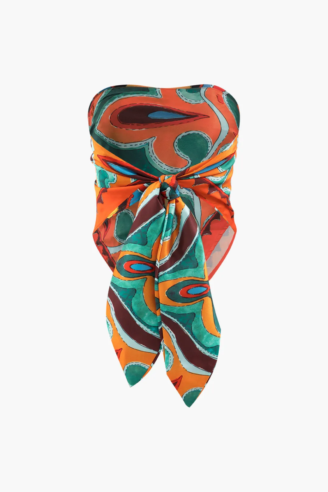 MICAS Tube Tops-Printed Strappy Scarf Top MULTICOLOR