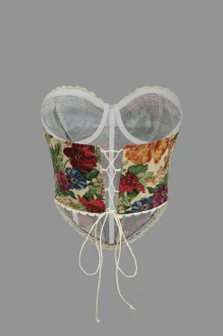 MICAS Tube Tops-Retro Floral PatternTie-Up Tube Top MULTICOLOR