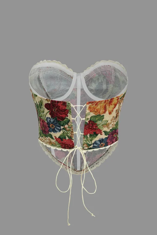 MICAS Tube Tops-Retro Floral PatternTie-Up Tube Top MULTICOLOR