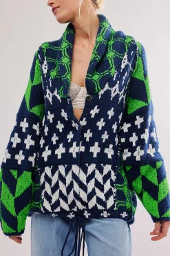 MICAS Outerwear|Outerwear-Retro Pattern Knit Button Cardigan