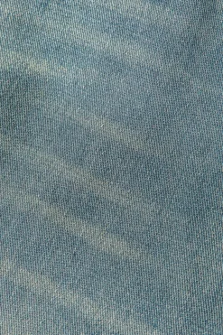 MICAS Jeans-Retro Print Washed Ripped Asymmetrical Jeans LIGHT WASH BLUE