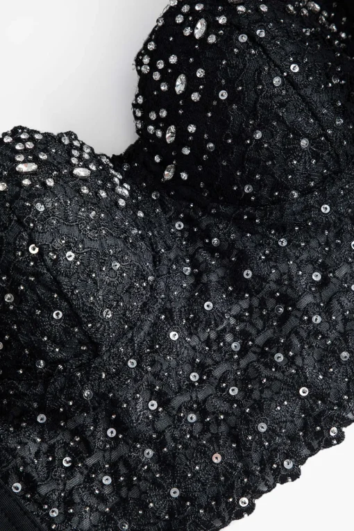 MICAS Corset & Bustier Tops|Tank Tops & Cami-Rhinestone Lace Bustier Cami Top