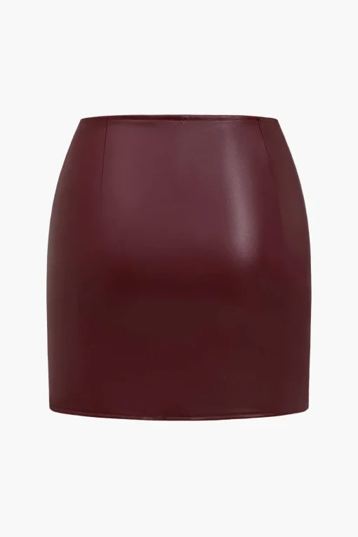 MICAS Skirts-Ring Detail Faux Leather Cutout Mini Skirt