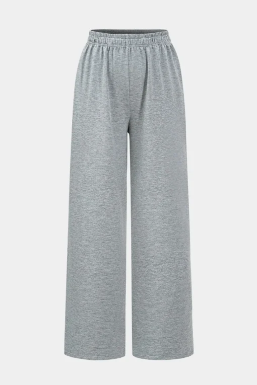 MICAS Pant Sets-Ruched Detail Top And Trousers Set GRAY