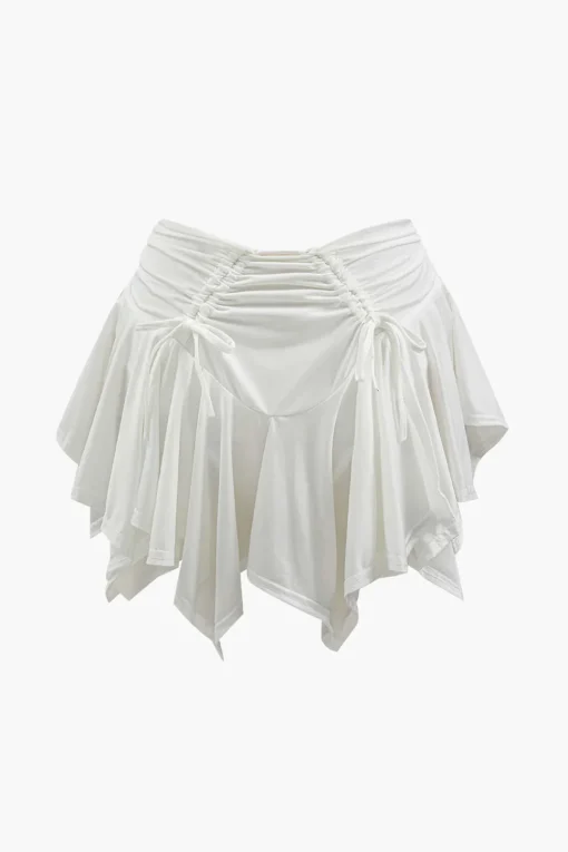 MICAS Skirts-Ruched Drawstring Asymmetric Mini Skirt