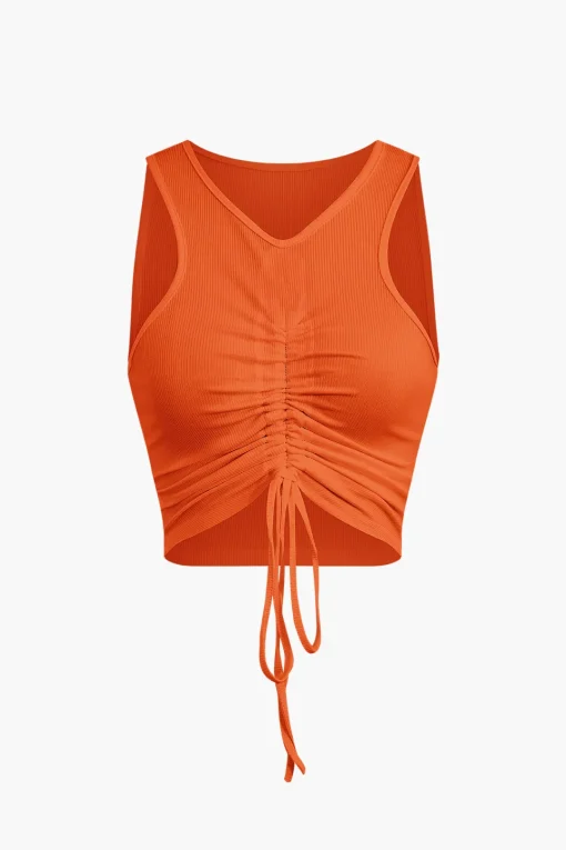 MICAS Skirt Sets|Vacation Sets-Ruched Drawstring Tank Top And Mermaid Maxi Skirt Set