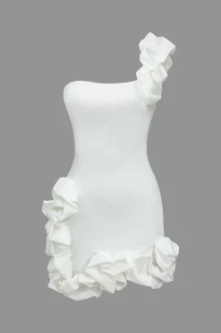 MICAS Mini Dresses-Ruffle One Shoulder Mini Dress