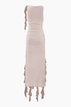 MICAS Maxi Dresses-Ruffled Hem Slit Maxi Dress
