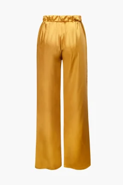 MICAS Pant Sets-Satin Button Up Long Sleeve Shirt And Pants Set