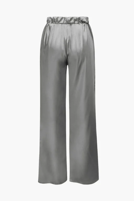 MICAS Pant Sets-Satin Button Up Long Sleeve Shirt And Pants Set