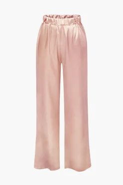 MICAS Pant Sets-Satin Button Up Long Sleeve Shirt And Pants Set