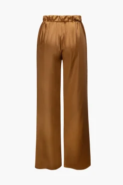 MICAS Pant Sets-Satin Button Up Long Sleeve Shirt And Pants Set
