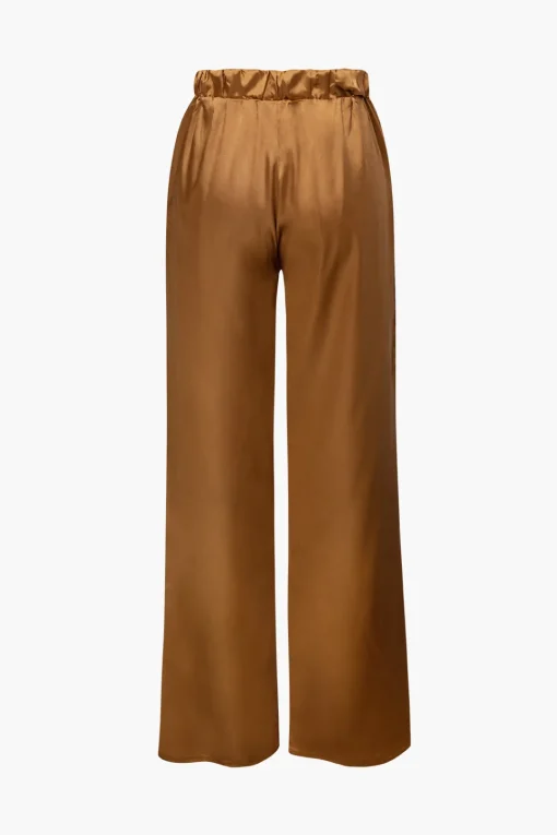 MICAS Pant Sets-Satin Button Up Long Sleeve Shirt And Pants Set