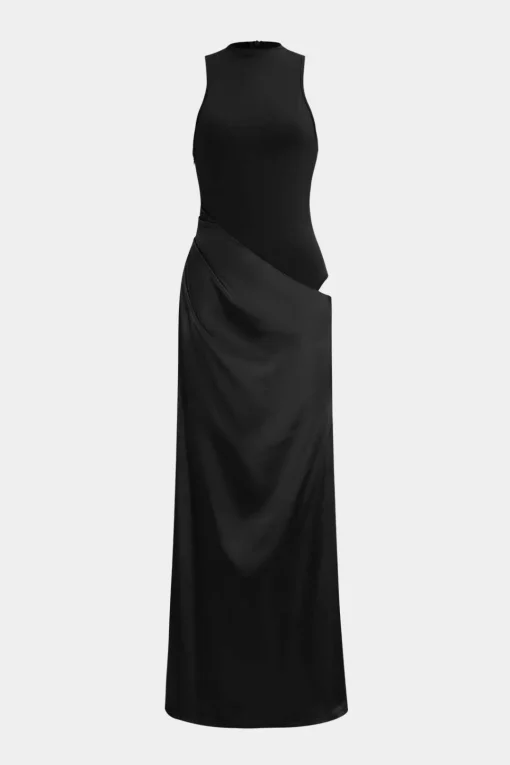 MICAS Maxi Dresses-Satin Patchwork Sleeveless Maxi Dress
