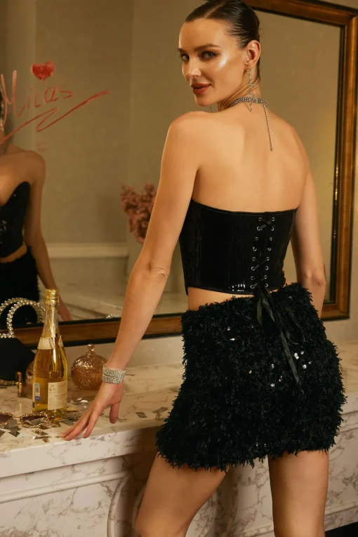 MICAS Tube Tops|Corset & Bustier Tops-Sequin Bustier Corset Top