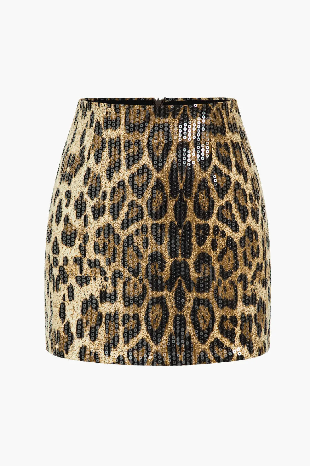 MICAS Skirts-Sequin Leopard Print Mini Skirt Contrast Color
