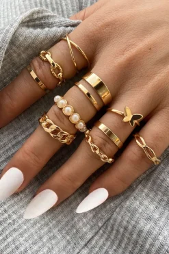 MICAS Accessories-Set of 11 Pc Rings GOLD
