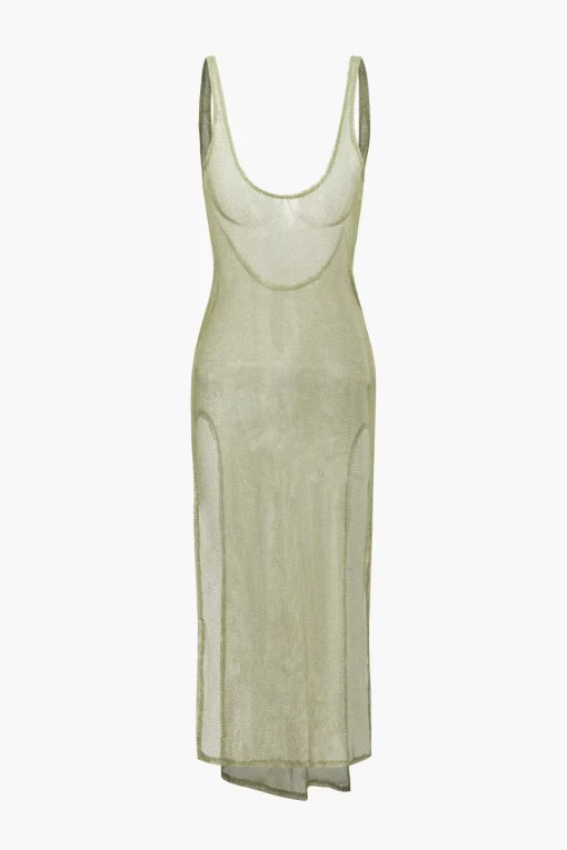 MICAS Midi Dresses-Sheer Mesh Slit Cover-up Dress