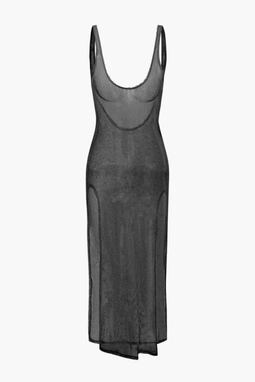 MICAS Midi Dresses-Sheer Mesh Slit Cover-up Dress