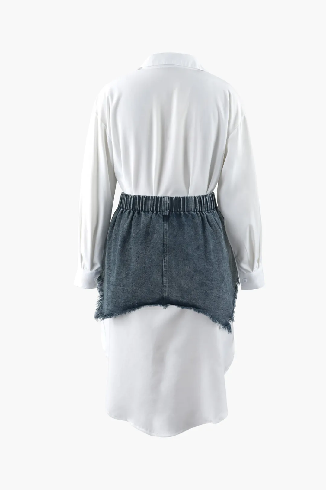MICAS Skirt Sets|Vacation Sets-Shirt Dress And Denim Corset Two-piece WHITE