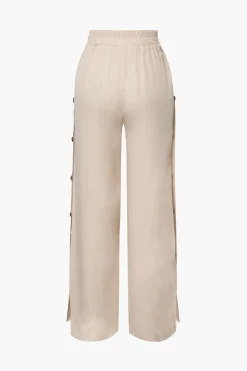 MICAS Pant Sets-Smocked Tube Top And Side Button Pants Set KHAKI