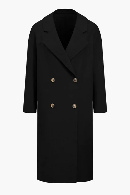MICAS Outerwear|Outerwear-Solid 100% Wool Button Pocket Coat