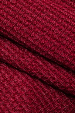 MICAS Tube Tops-Solid Asymmetrical Drawstring Slit Tube Top BURGUNDY