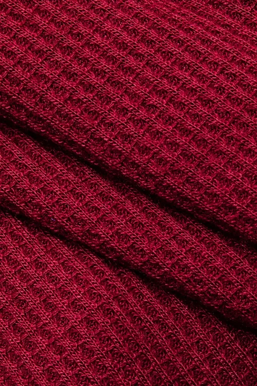 MICAS Tube Tops-Solid Asymmetrical Drawstring Slit Tube Top BURGUNDY