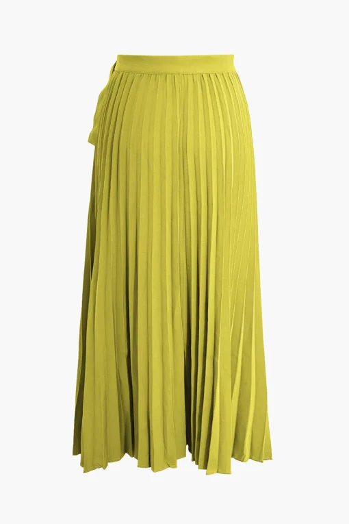 MICAS Skirts-Solid Asymmetrical Pleated Skirt