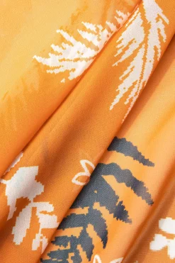 MICAS Skirt Sets-Solid Bodysuit And Leaves Print Knot Wrap Skirt Set Contrast Color