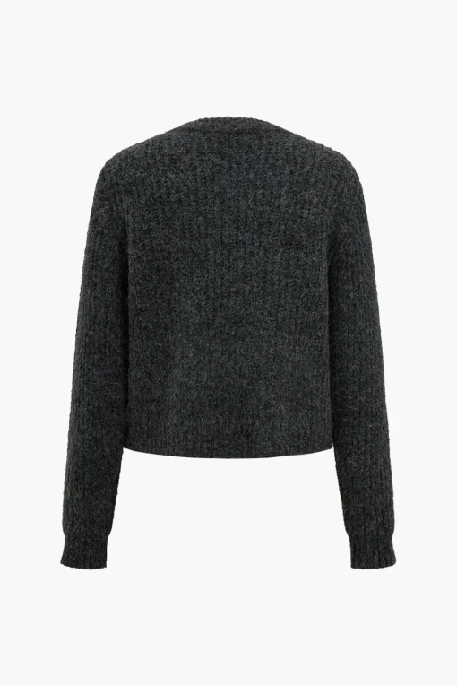 MICAS Outerwear|Outerwear-Solid Button Sweater Cardigan DARK GRAY