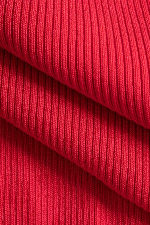 MICAS Knit Dresses-Solid Chain Pocket Knit Mini Dress RED