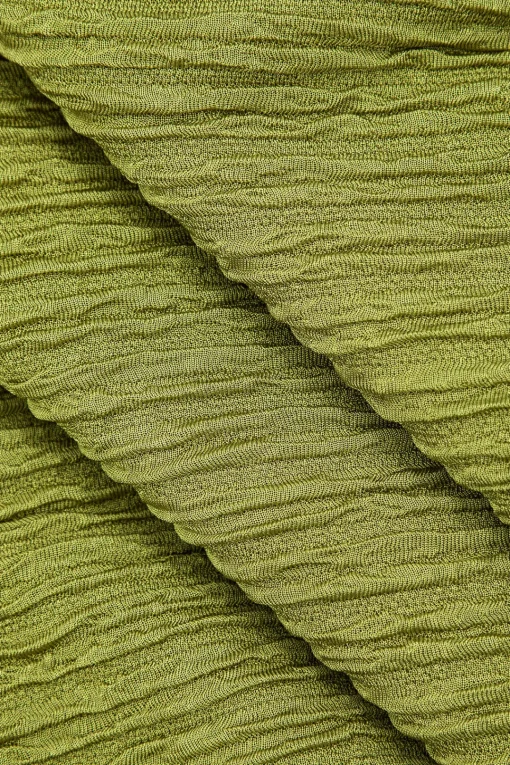 MICAS Skirt Sets-Solid Cowl Neck Top And Fringe Ruched Skirt Set LIME