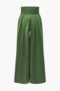 MICAS Pant Sets|Vacation Sets-Solid Crossed Backless Top And Wide Leg Trousers Set GREEN