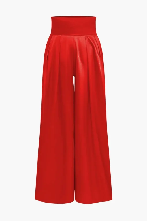 MICAS Pant Sets|Vacation Sets-Solid Crossed Backless Top And Wide Leg Trousers Set GREEN