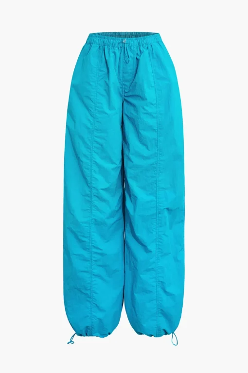 MICAS Pants-Solid Drawstring Trousers BLUE