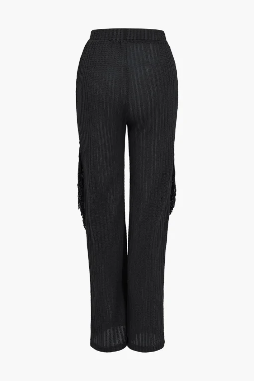 MICAS Pant Sets-Solid Fringe Backless Asymmetrical Trouser Set