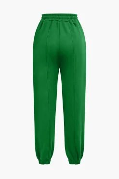 MICAS Pant Sets-Solid Hooded Cut Out Sweatshirt And Elastic Pants Set