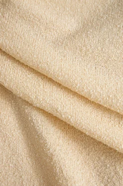 MICAS Knit Dresses-Solid Knit Asymmetrical Appliques Dress BEIGE